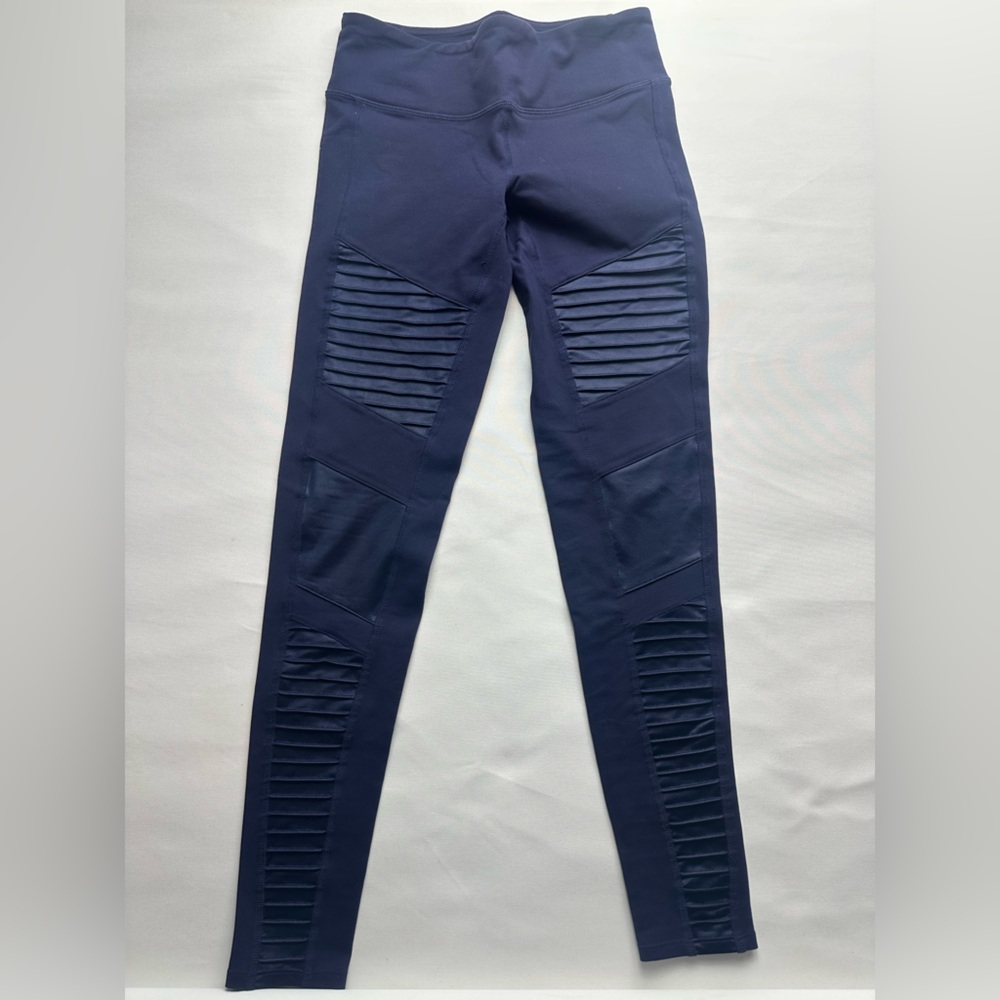 ALO navy moto leggings. Low rise. Size S